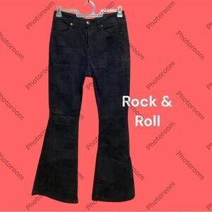 ROCK & ROLL BRAND JEANS SIZE 29” x 32”, PATCHWORK LOOK HIGH WAIST